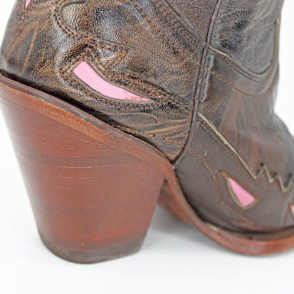 Rudel Tall Leather Inlay Boots Cowboy Cowgirl Snip Toe Boots: Size 6.5 E - Picture 6 of 9